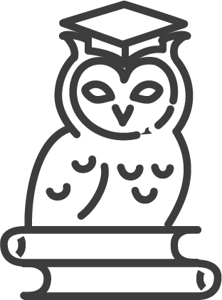 Line drawing of an owl wearing a graduation cap